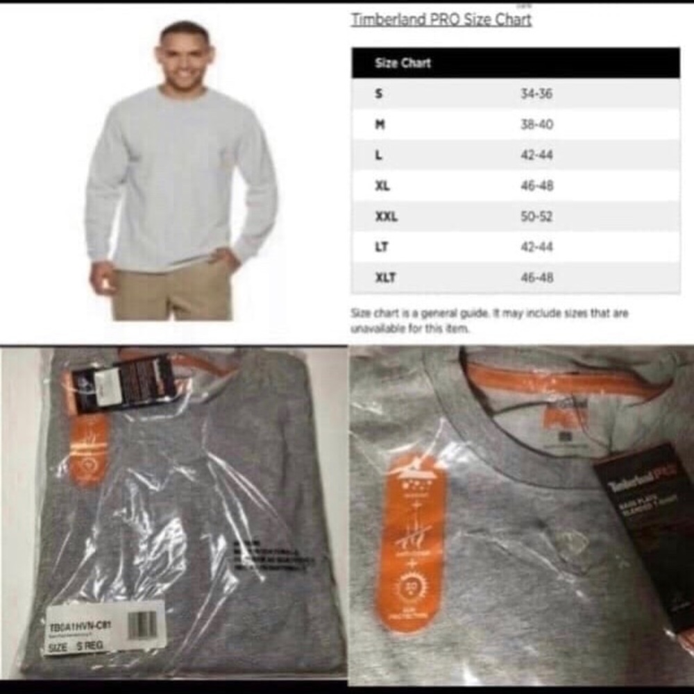 NWT Timberland PRO Long-Sleeve Crewneck Shirt - Gray lot of 2